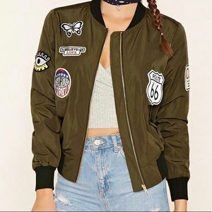 Forever 21 Synthetic Route 66 Patch Bomber Jacket